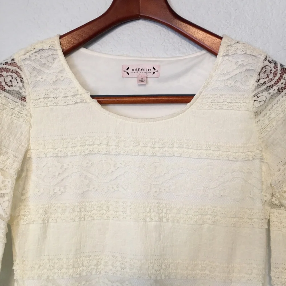 NWT Nanette Lepore Cream Lace Top
